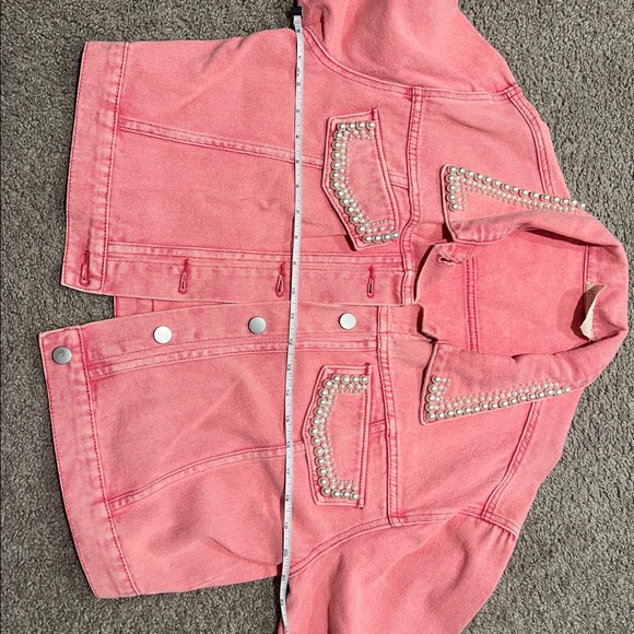 Savanna Jane Coral Jean Jacket with Pearl Accents - Picture 6 of 11